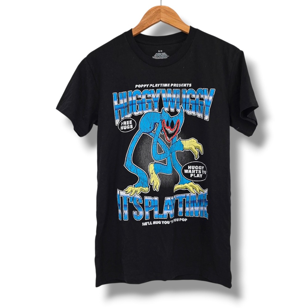 Poppy Playtime Huggy Wuggy‎ Its Playtime Graphic Tee Black Mens Small Mad Engine